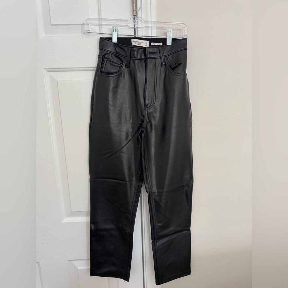Abercrombie & Fitch Black ultra high rise leather pants